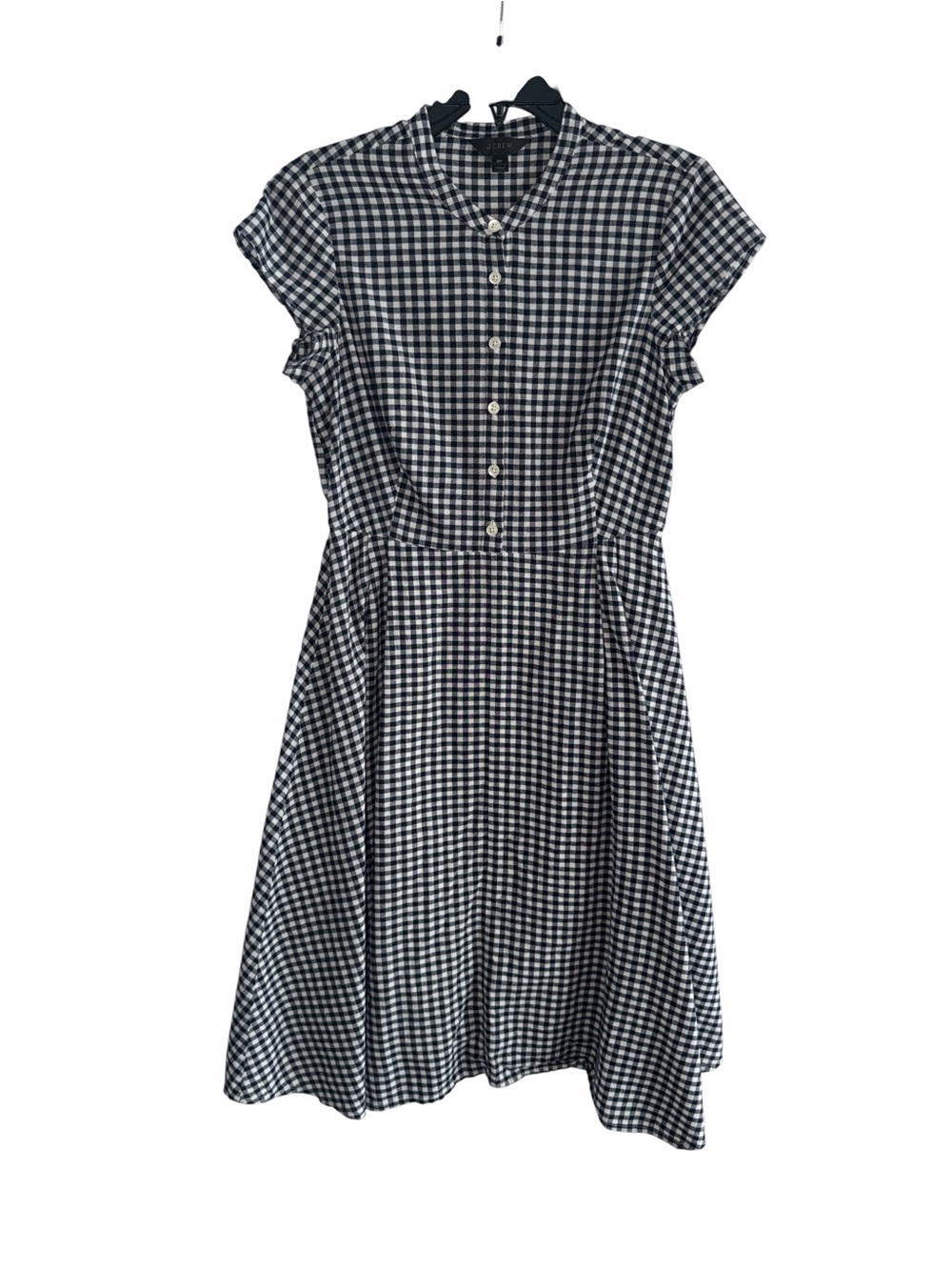 J. Crew Blue Gingham Short Sleeve Dress Size 6P - Picture 4 of 11